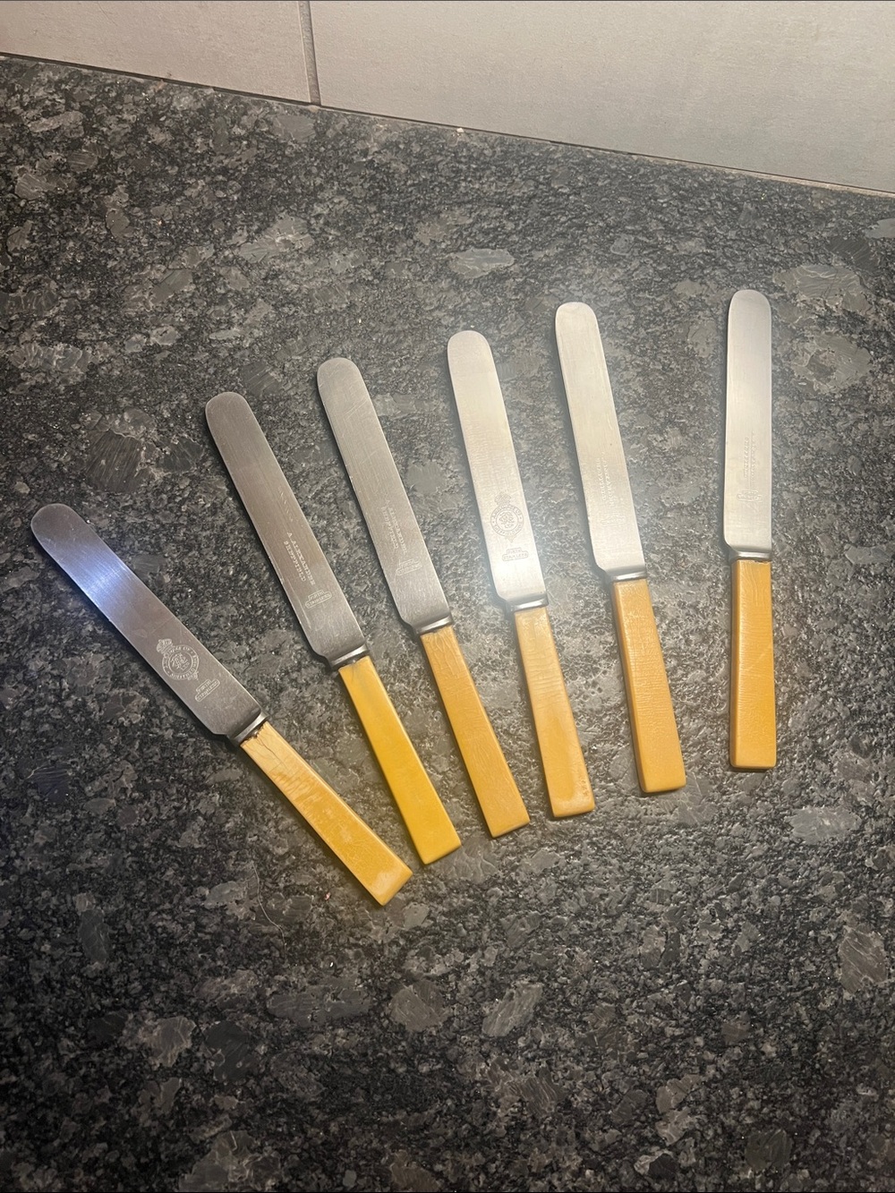Set of 6 VINTAGE FIRTH STAINLESS steel knives. Bone handle. 1920’s-1930’s